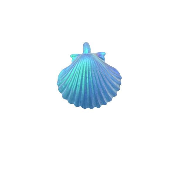 Gregory Burgard Jewelry - New Electric Blue Scallop Signed LE Pâté de Verre Glass Pendant Gregory Burgard